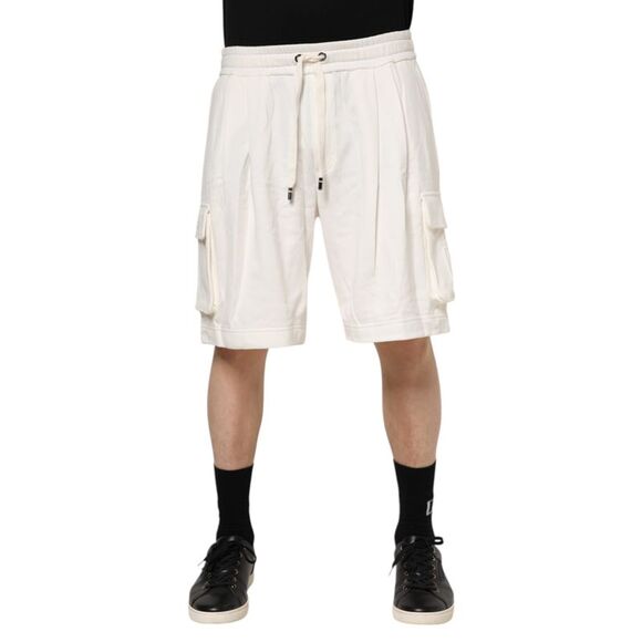 Dolce & Gabbana White Cotton Cargo Bermuda SweatMen's Men's Shorts (Pre-Owned)